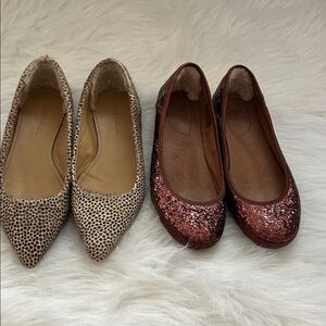 UGG Women's Pink Glitter and Tan Snakeskin Flats 6.5